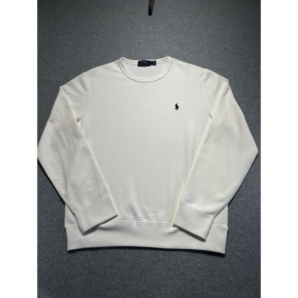Polo Ralph Lauren Men's White Long Sleeve Sweater Size M Polyester Cotton Blend